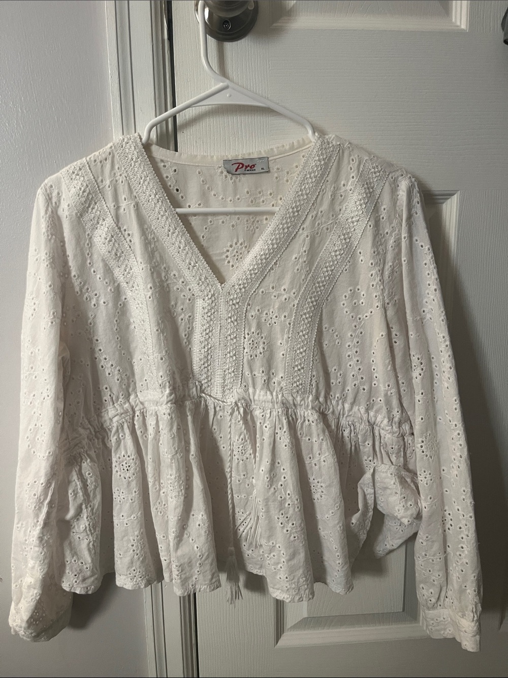 White V-Neck Peplum Top